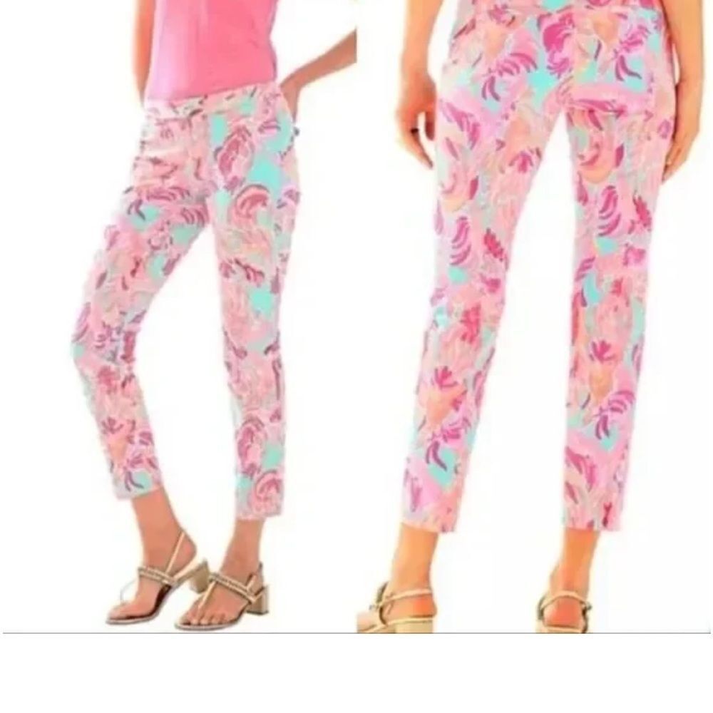 LILLY PULITZER “POOLSIDE BLUE LOVEBIRDS” KELLY SKINNY ANKLE PANTS